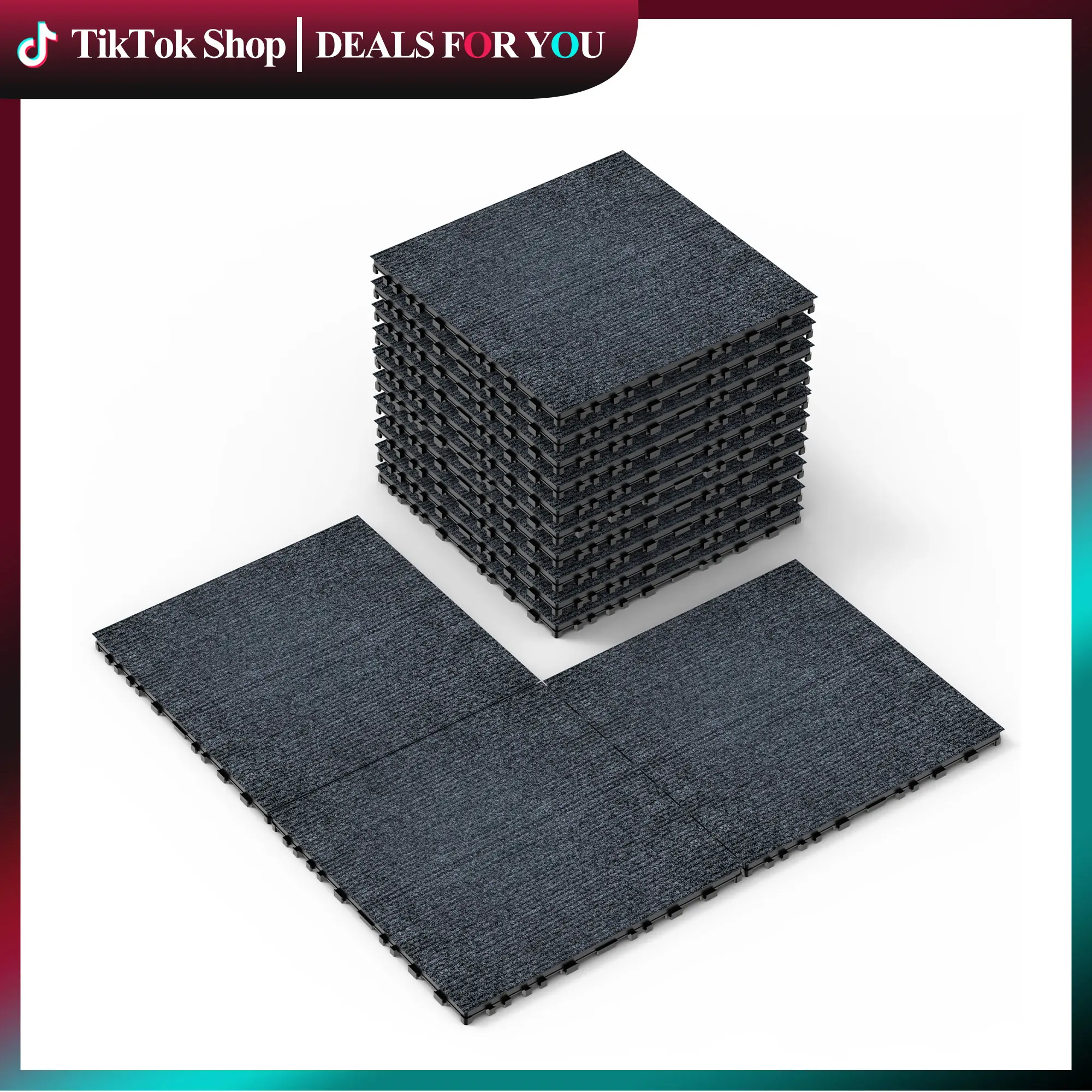 TikTok Shop Dark Grey 36 PCS Interlocking Decking Tiles 12x12 Easy Quick Installation for Porch Poolside Balcony Garden Floorings