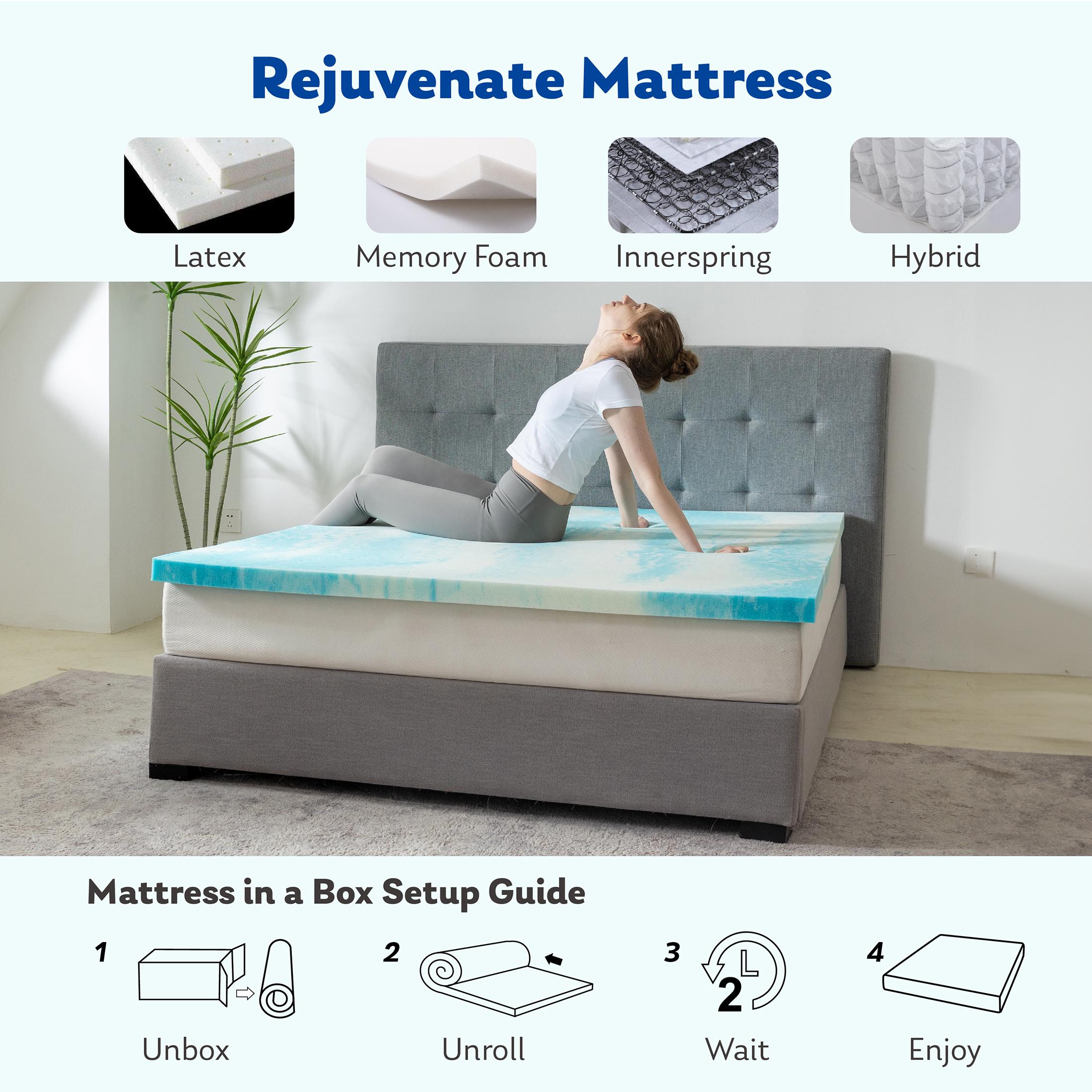 EGO Mattress Topper 3 Inch Ventilated Liquid Gel AeroFusion Memory Foam, Blue - Renew Your Old Mattress for Luxurious Sleep, Queen King Body Curves Temperature Regulation