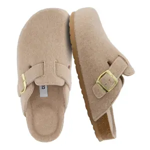 CUSHIONAIRE Hana Womens Clogs | Comfortable Vegan Suede Clogs for Women | Slip On Potato Shoes with Cork Footbed  Sand Wool 9