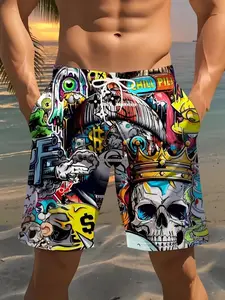 Men'S Quick-Drying Beach Shorts, Trendy And Unique 3D Print, Casual Drawstring Belt - The Perfect Choice for Summer Vacation