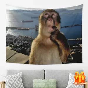 Thinking Monkey Tapestry Wall Art with Funny Cartoon Animal Print Polyester Fabric for Bedroom Dorm Living Room Apartment Home Decor Aesthetic Room Decoration Party Birthday Graduation Gift Wall Hanging,Western,Galloping,Horse Tapestry Throw