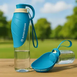 Portable Dog Water Bottle – Leakproof Foldable Leaf Bowl for Dogs, BPA-Free, 14 oz – Travel Pet Water Dispenser by Super Design