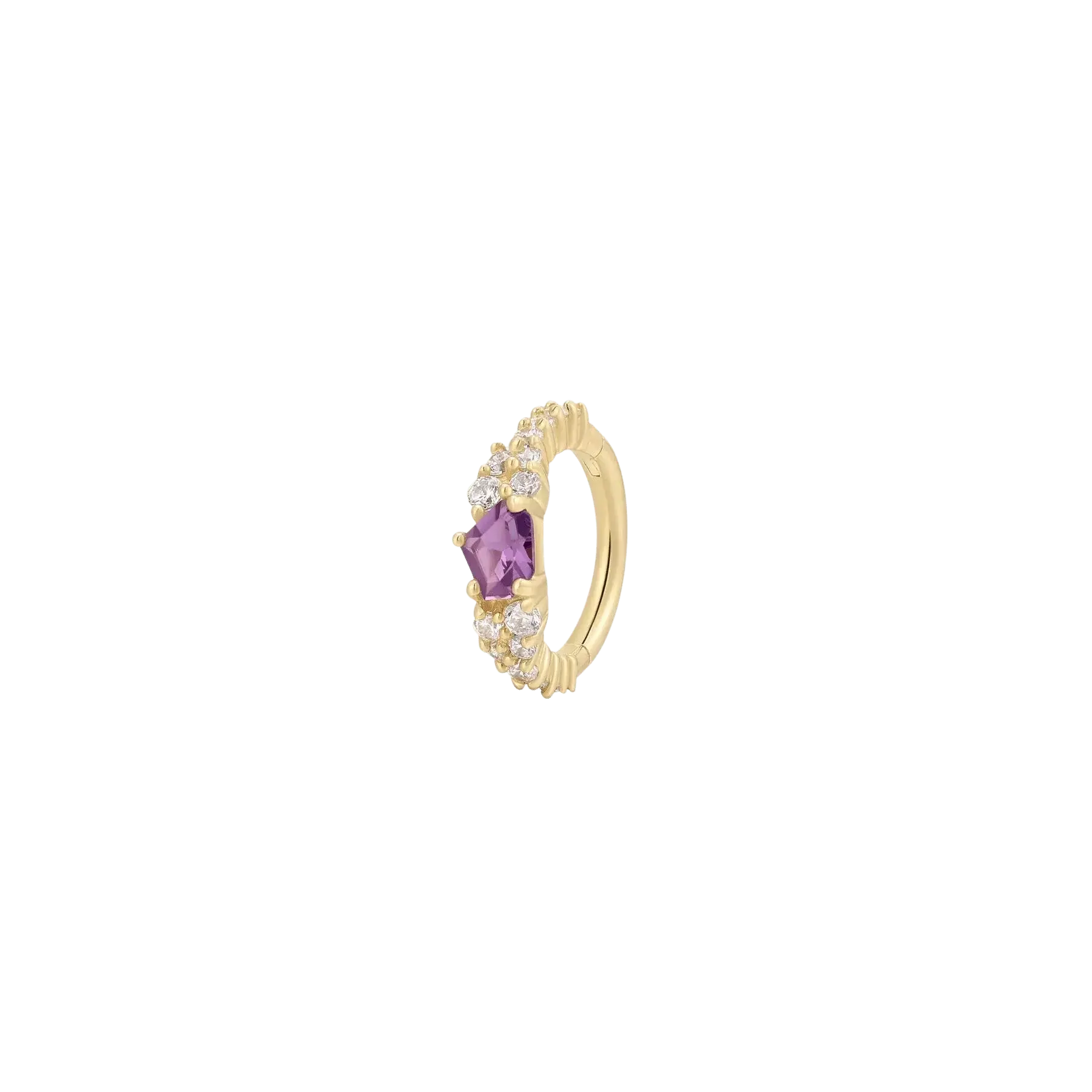 Inspiration – 14K Gold Amethyst & Swarovski CZ Clicker Ring