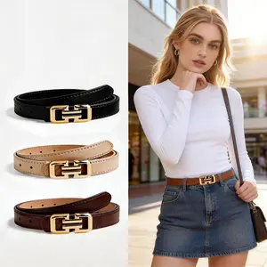 Women's New Fashion Belt,  Alloy Buckle Design, Casual Thin Waistband, Skinny Belts, Casual Trendy Waistband, Suitable for Jeans, Suits, Dresses
