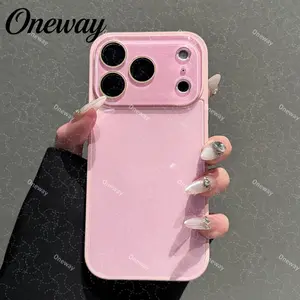 【Silky Skin-Like Touch】iphone 17 pro max cases girls Candy Macaron Series – Skin-Feel Crystal Clear Case for iPhone 17, 16, 15, 14, 13 Pro Max – Soft TPU Bumper + Hard PC Back – Full Lens Coverage – Cute, Minimalist, Pink & White Silky Smooth Pastel Cover
