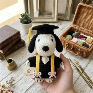 4" Mini Graduation Dog cosplay Crochet Plushie - Cute Class of 2026 Senior Gift - Handmade Amigurumi Dog for High School College
