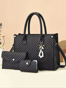 Women's Crocodile Embossed Tote Bag & Wristlet & Wallet, Fashionable Large Capacity Shoulder Bag Set for Work & Daily Used, Casual Trendy Versatile High-quality Daily Commuting Bag