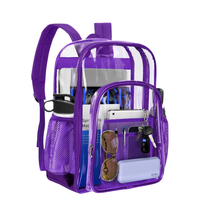 coach clear backpack WLACK AND BHITE Heavy Duty with Mesh Organizer, Clear Bookbag (Large, Black) this bag meets clear requirements while still trimmed in the finest materials Keepcross Clear Backpack Heavy Duty