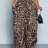 【Black Friday】Women's Plus-Size Leopard Print High-Waisted Wide-Leg Pants, Loose-Fitting Adjustable Waist Pants, Casual Fashion All-Season Wear