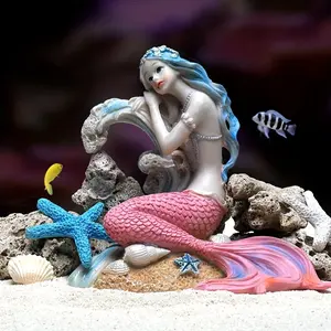One Piece of Small Mermaid Princess Statue for Fish Tank Decoration