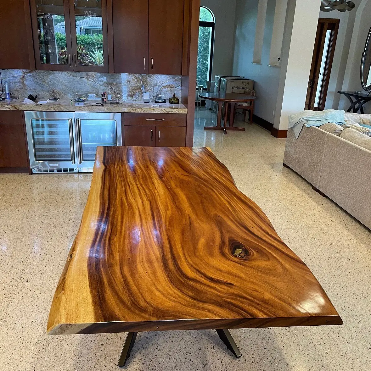 Solid Dining Table ~ Kiln Dried Live Edge Hardwoods~ Custom Orders ~ Monkey Pod, Teak, Mango, Tiger Wood