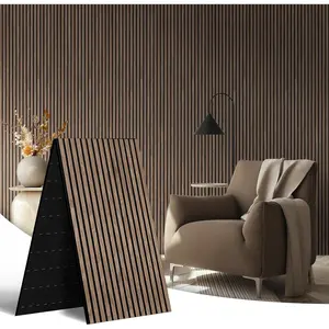 AKK- Acoustic  Slat Wall Panels Folded 1 Pack - 94.4" X 23.6 "X 0.7", Folds to 2X .2" X 23.6" X 0.7" 15.5ft2 WPC Soundproof  Wall Paneling for  Decor Noise Reduction(4# Walnut)