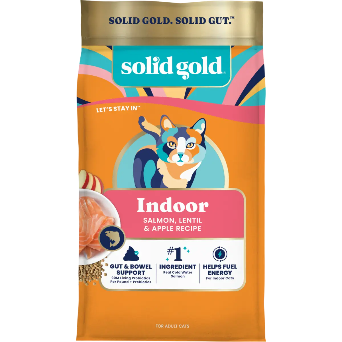 Solid Gold Let's Stay In Salmon Dry Food for Indoor Cats - Grain & Gluten Free, High in Fiber, Supports Digestion & Coat Health