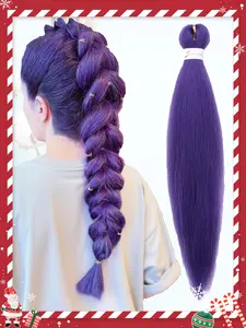 20 Inch Purple Pre-Stretched Braiding Hair - Itch-Free Synthetic Hair for Hot Water Set Passion Twist & Knotless Braids, Yaki Texture for Natural Look (1 Pack) Knotless Crochet Hair