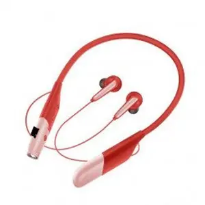 Kik_Neck Band Earphone Bluetooth Wireless Sports Music Headset Earbuds Headphone With Bright Flashlight Function AKZR11 for Universal Cell Phone And Bluetooth Device (Red)