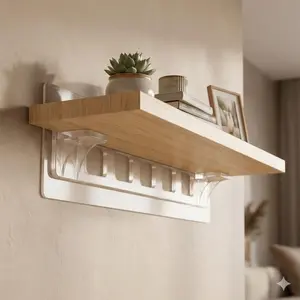 No Drill Plastic Shelf Brackets, Non-Slip Expandable Closet Organizer, Detachable Bathroom Kitchen Storage Rack, Multi-Size Adjustable Cabinet Divider, Heavy Duty Adhesive Wall Mount Shelf Support, Wall Mounted Organizer