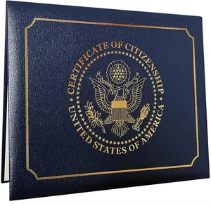 US Citizenship Certificate Holder | US Citizenship Gifts | Naturalization Certificate Padded Holder with Cover. Golden Great Seal of The United States.