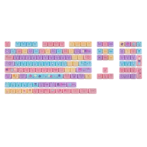 KiiBOOM Meow Pudding PC Translucent Keycap Set, MAO Profile, Cute Cat Keycaps, Custom 134 Keys for Mechanical Keyboard, Compatible with 60%, 65%, 75%, TKL, 96%, Full-sized Layou