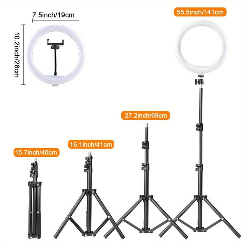 10"Ring Light with Stand,Video Light Tripod for Phone ,with 43.3"Tripod/1 Phone Clips/1 USB Ports,2600K-6500K Color Temperature,for Barber Makeup Tattoo TikTok Video Recording Vlog#Christmas lights