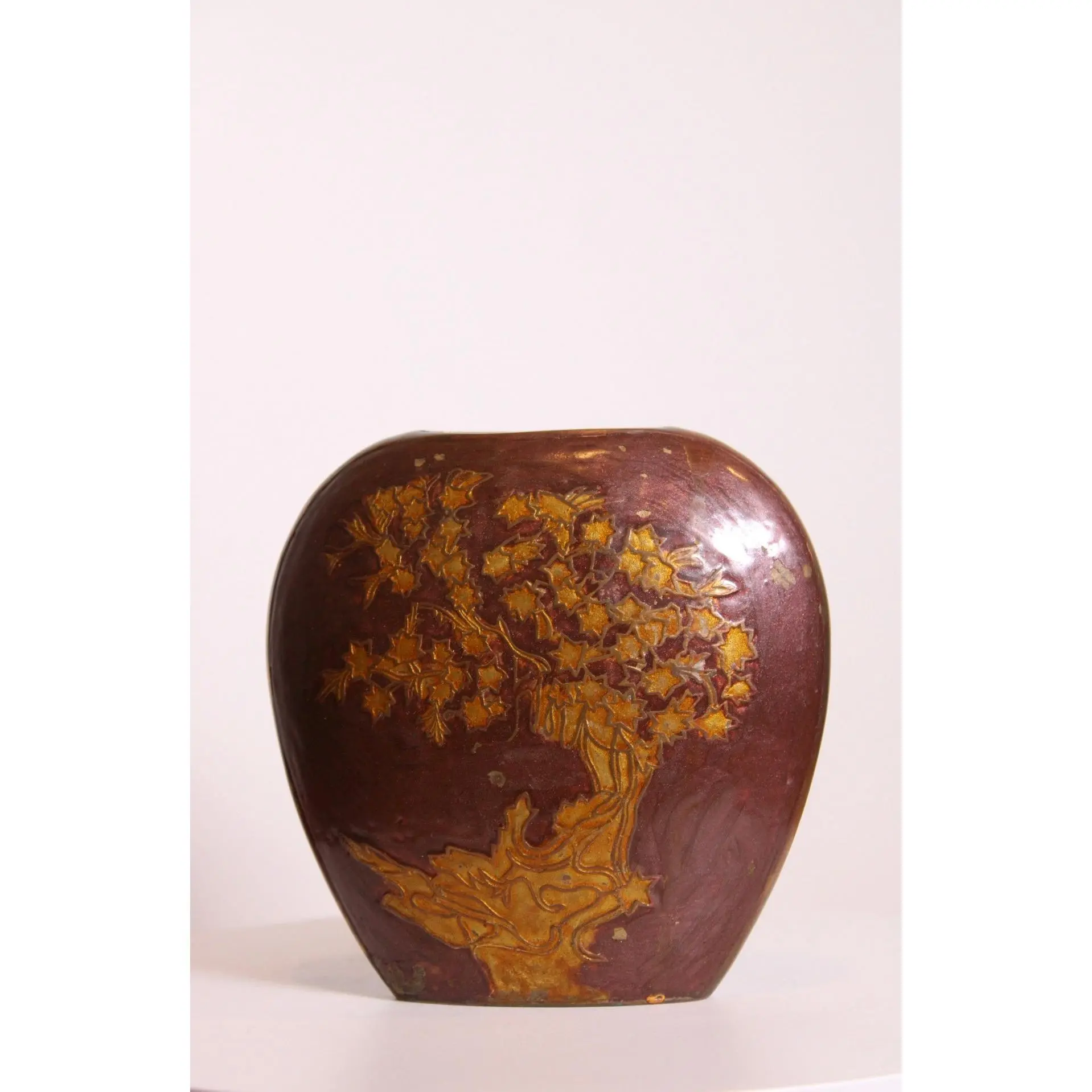 Copper Tree Scene Decorative Vase