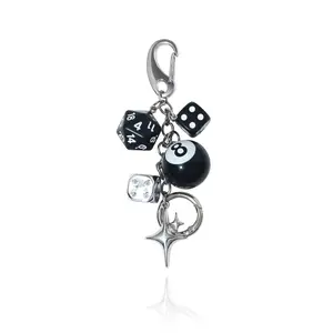 New Fashion Star Dice 8 Ball Pendant Keychains Bag Accessory Charm with Star Charm