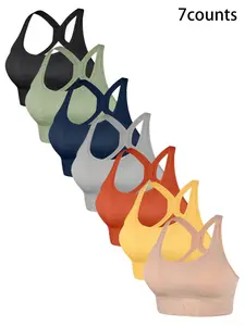 Women's Wireless Sports Bra Set, Adjustable Buckle Design, Breathable & Comfortable, Full Coverage Yoga Fitness Underwear, Sporty Breathable Bras