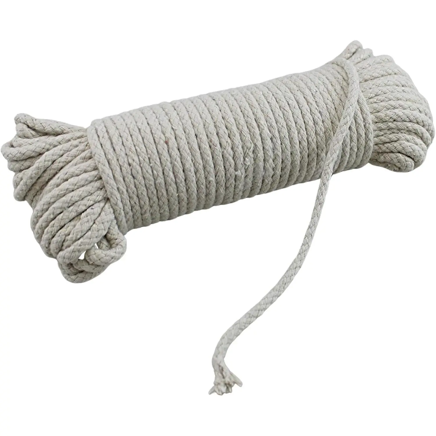 100 Ft Heavy-Duty Braided Cotton Clothesline Rope (#6, 1/4" 6 mm) - Tools & Hardware Rope for Hanging Clothes, Securing Gear to Backpacks, Tying Down Outdoor Furniture, Outdoor & Home Use