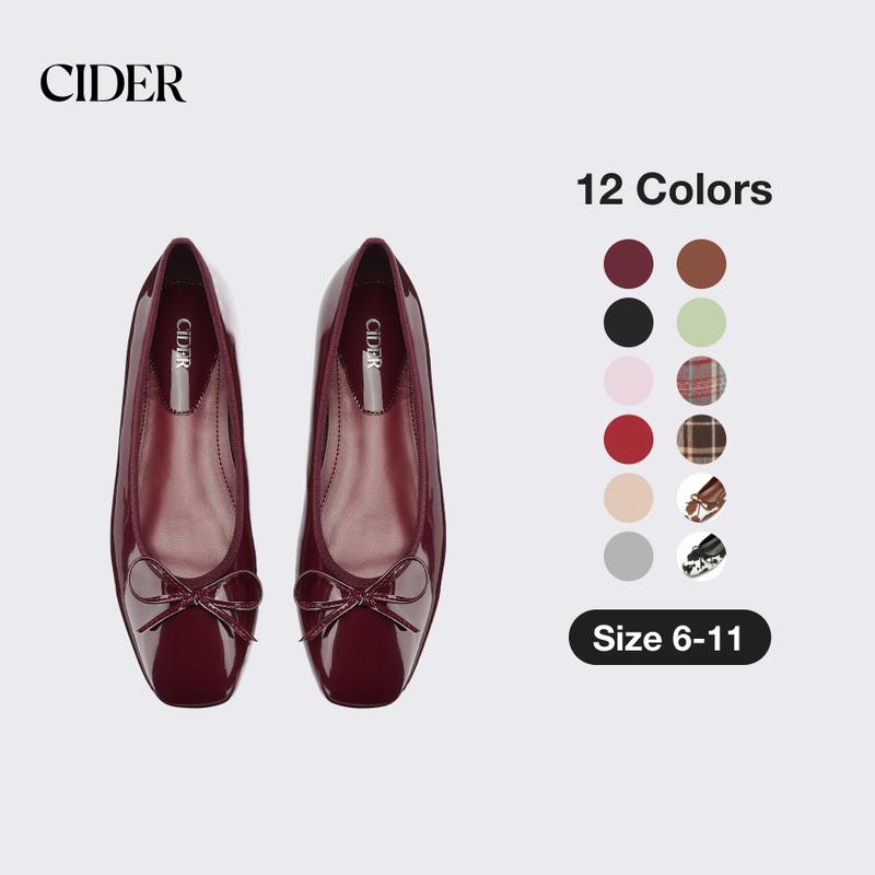 Cider Bow Decor Square Toe Ballet Mary Jane Flats, Classic Chic Ballet Flats for Daily Casual & Work