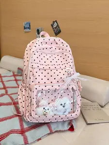 2026 New Cute Print Design Backpack, College Style Bow Detail Shoulder Bag, Student Bookbag, Sweet and Adorable Backpack, Harajuku Travel Ready Backpack
