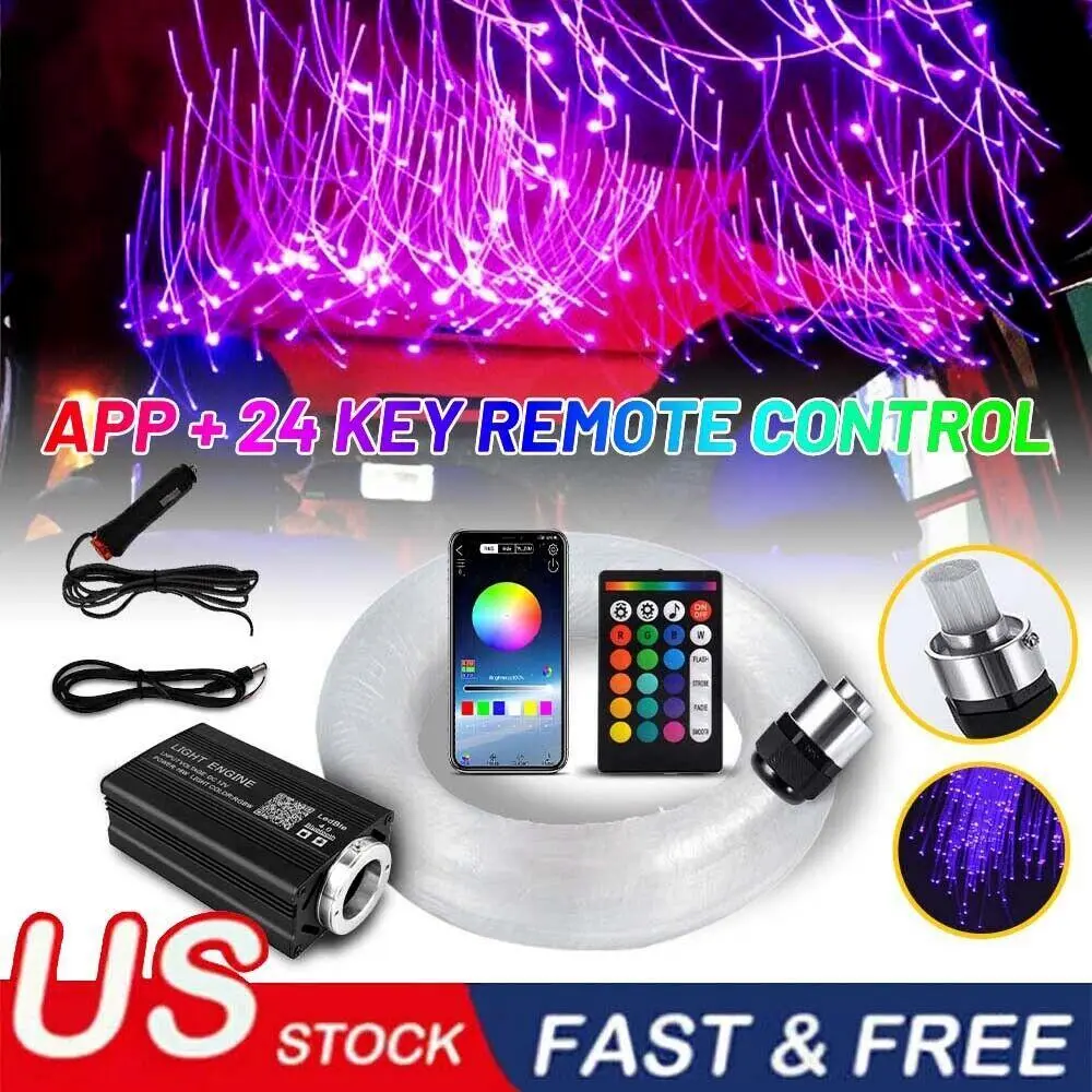 Car Headliner Starlight Kit, 500 Strands PMMA Fiber Optic Ceiling Lights, RGBW Color Changing with Dynamic Flash & Fade Modes, Sound Activated Music Sync for Auto Interior DIY