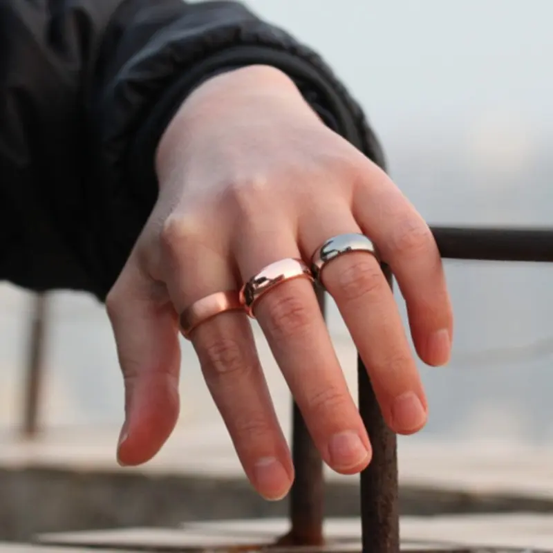 In-Stock Male Customized European-American Electroplated Rose Gold Magnetic Health Care Open Ring (6g, Wholesale) - Adjustable Expandable Costume Jewelry Ring for Health Care, Metal Coating, Open Magnetic Ring