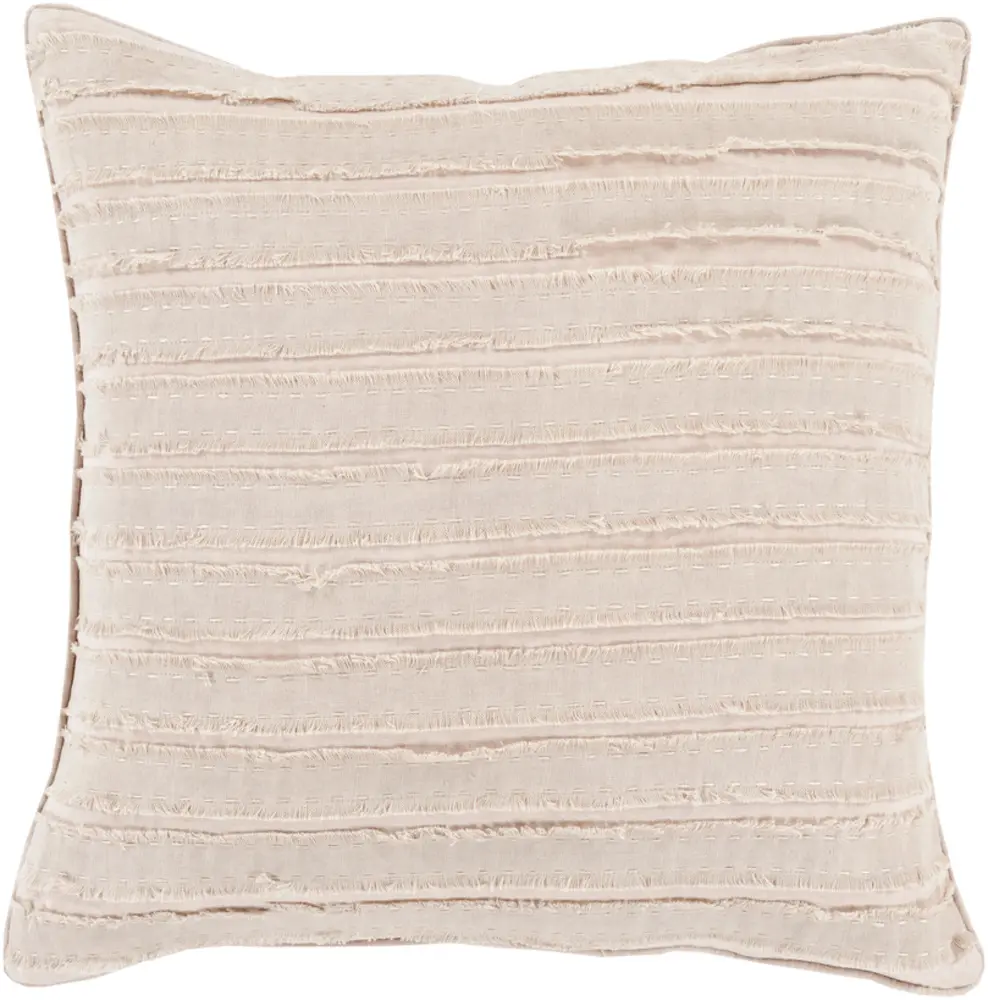 Livabliss WO005-2222P Hand Made Willow Stripe Print Linen Throw Pillow - Taupe, 22x22x5 in, Subtle Chic Decorative Pillow for Living Room, Bedroom