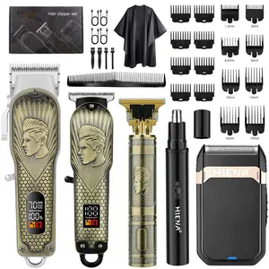 5-piece wireless rechargeable Barber Clippers Set, professional shaver and hair clipper, 7000 RPM, USB charging, perfect beard, body, nose, ear hair shaving set, gift for dad, husband, boyfriend