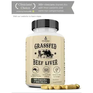 Ancestral Supplements Grass-Fed Beef Liver Capsules, Dietary Supplement for Wellness & Nutrient Support, 180 Count