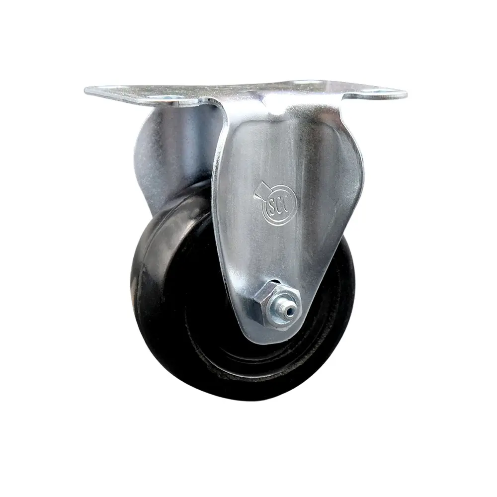 Service Caster SCC-20R3514-HRS-TP2 Rigid Rubber Cart Casters, 3.5 in. Impact-Resistant Hard Rubber Wheels, 3.13x4.13 in. Overall Top Plate Mount, 285 lbs Load Capacity, Ball Bearings, Bolt Holes, Chemical Resistant, for Material Handling & Shop Projects