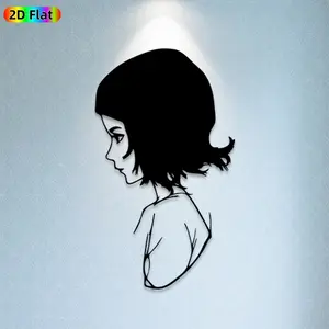 1pc Silhouette Girl Metal Wall Art, Minimalist Silhouette Girl Statue Mural, Ideal Gift for New Year, Easter, Art Decor Enthusiasts, Rust-Resistant Metal Wall Decor Wall Sculptures,  Unique Modern Home Decor Accent