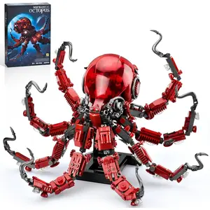 Mechanical Octopus Building Sets for Adult, Ocean Animal Collection Toy with Display Stand and Light, Home Office Decor and Idea Gift for Teen Boys 8+(882PCS)