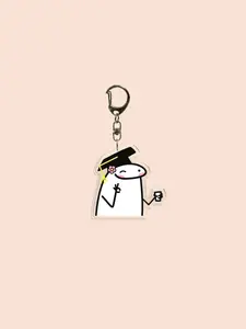White Popular Cartoon Character Keychain, Funny Love Anthropomorphic Expression Acrylic Bag Charm, Gift For Couples And Fans Car Accessories School Cute Goth Y2k Bag Lanyards With Id Holder Car Accessories Bag Charms Gifts For Mother, Father, Graduation,