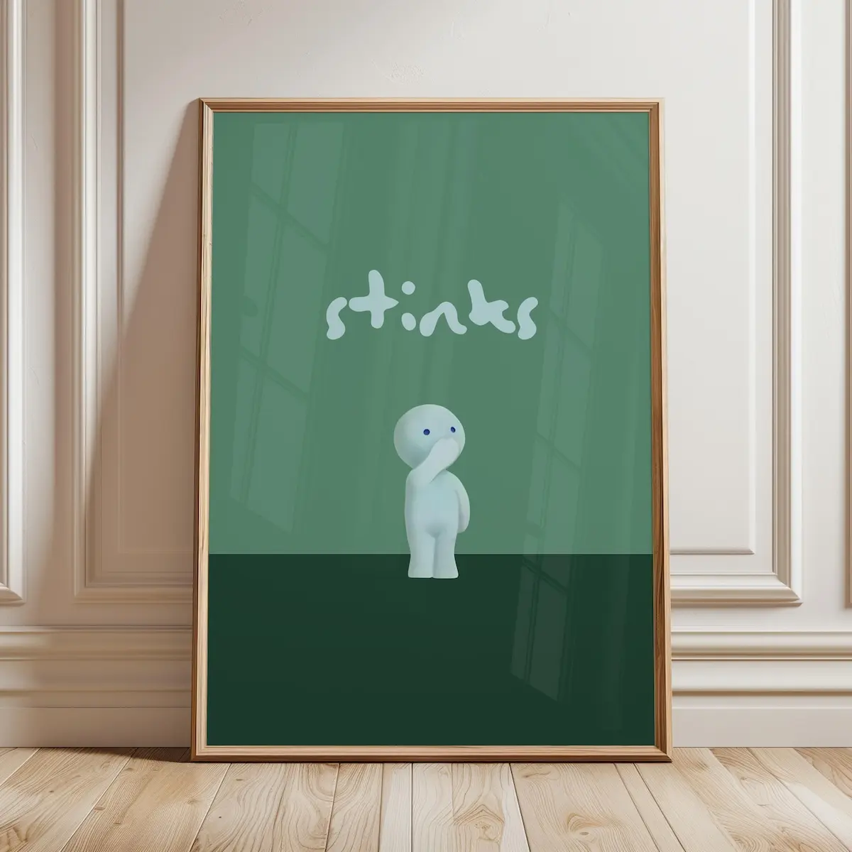 Toilet Art, Bathroom Wall Art, Smiski, Smiski Toilet Series, Funny Bathroom Art, Stinky, Funny Toilet Art, Smiski Smelly, Smiski Wall Art, Room Decor, Unframed – 5 Size, 8x12 to 27x40 inch