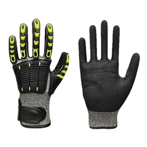 TPR Anti-Impact Work Gloves Level 5 Cut Resistant Vibration Dampening Slip-Proof Crashproof Ideal for Heavy Duty Mechanic Work Rescue Operations Outdoor Adventures