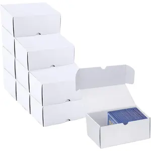 Trading Card Storage Box, 4-Pack 100 Count White Corrugated Cardboard Bulk Sports Top Loaders Storage Box for TCG/Magic/Mtg Basketball Cards, Collectible Trading Card Organizer