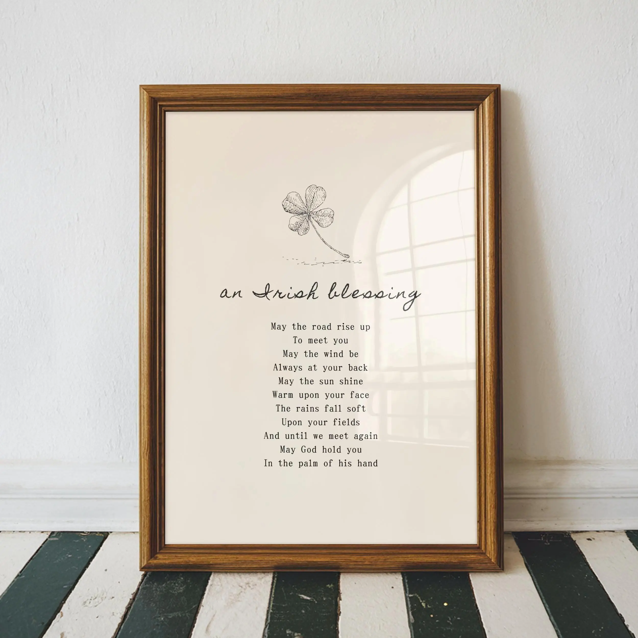 [Sale Up To 50%][No frame, Free Ship] Irish Blessing Wall Art Print Four Leaf Clover Irish Quote – Celtic Inspirational Poem – Rustic Faith Decor – Gift for Irish Heritage