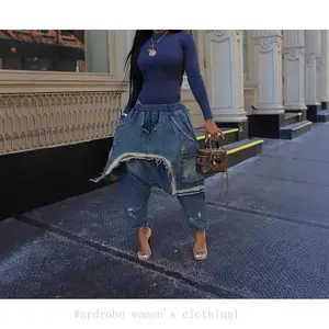 2025 Women’s Loose Fit Denim Patchwork Pants