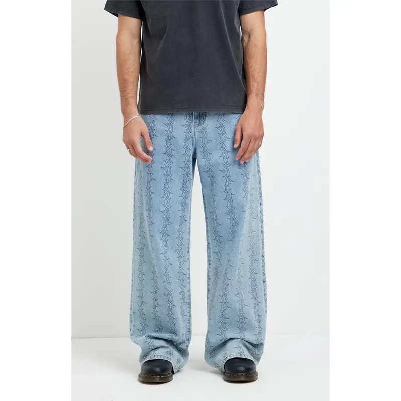 Pacsun Men's Blake Extreme Baggy Jeans Graphic Light Blue