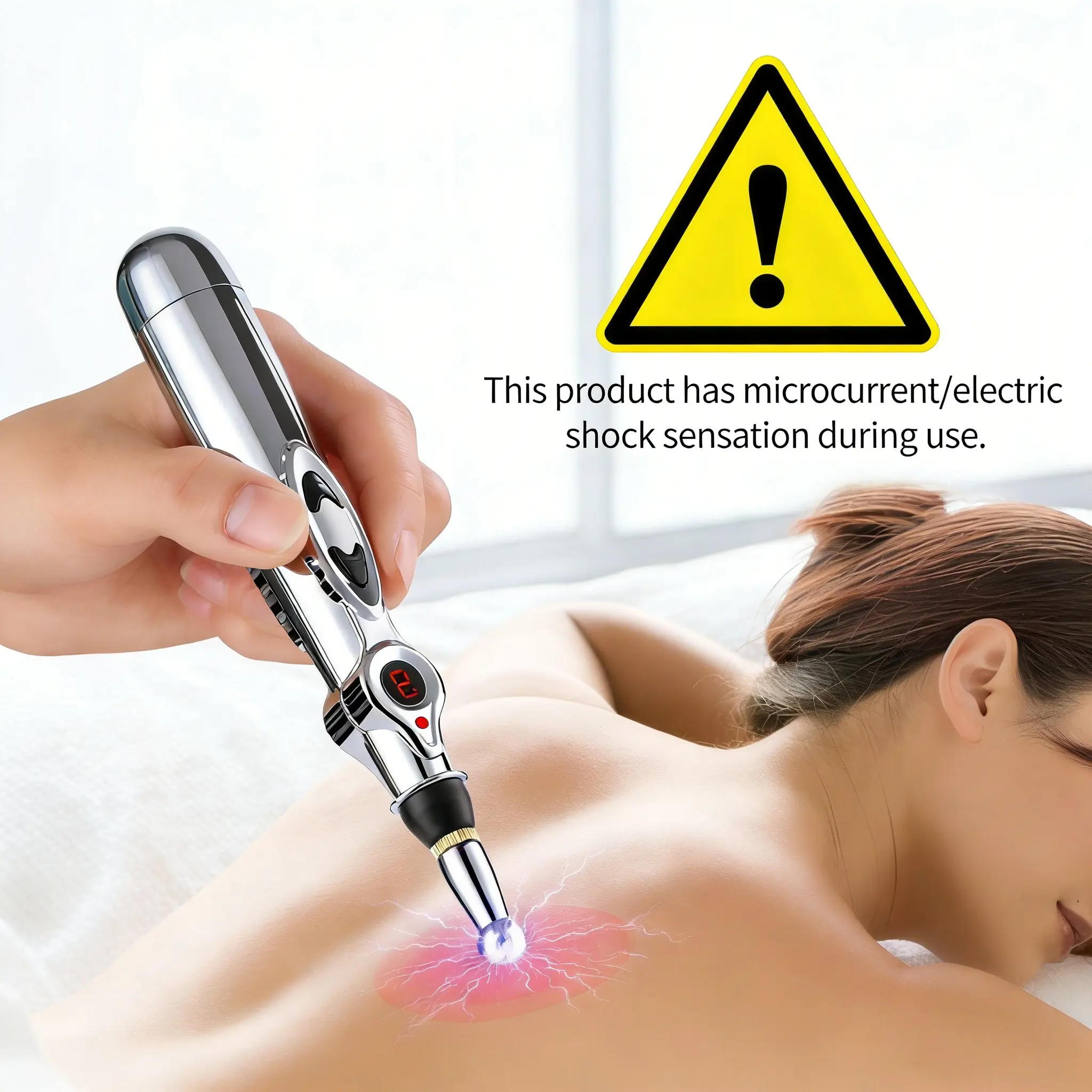 1pcs, Electric Stimulation Massage Pen with 2 Replaceable Heads, Body Relaxation, Sleep Aid, Portable Pain Relief & Therapy Device, Battery Not Included, Portable Massagers