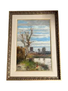 River Landscape by Abraham Hulk II – 19th Century Dutch-British Painting