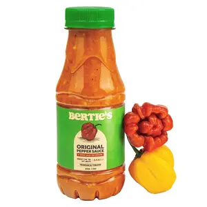 Trinidad's Berties Original Pepper Sauce (10Oz/300ml) Great Flavour And Heat | Made With Fresh Moruga Red And Scotch Bonnet Yellow Peppers