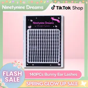 Ninetynine Dreams 140PCs Bunny Ear Lashes | Dramatic Spiky Anime Douyin DIY Eyelashes Clusters, 13–16mm C++ Curl Custom-Map False Lashes, Ultra-Thin Durable Band, Reusable Waterproof Long-Lasting Beginner-Friendly False Eyelashes For Bold Glam Makeup