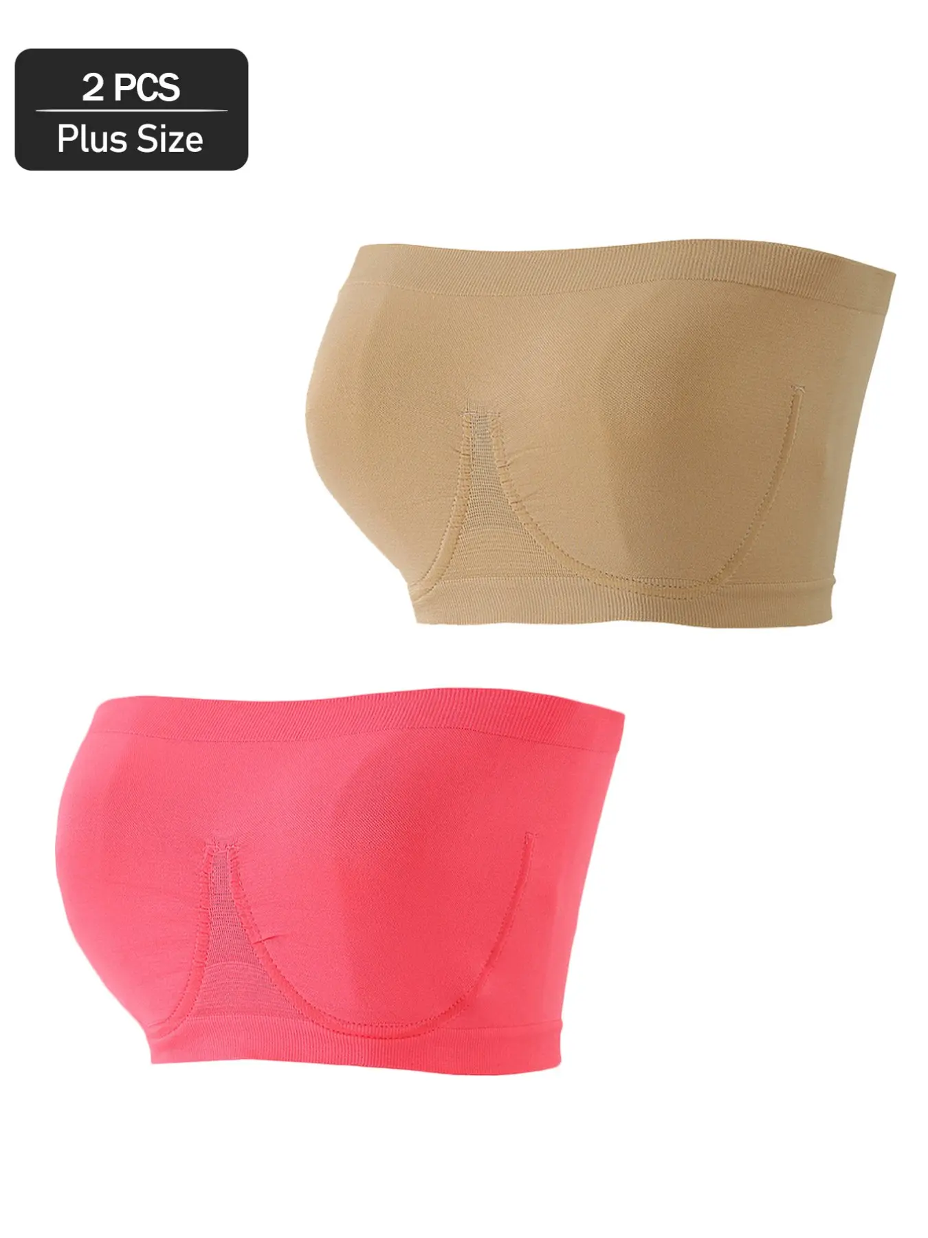 2-Pack Women's Strapless Push-Up Bras, Breathable Comfortable Lingerie, Slim-Fitting Full Coverage, Modest Style for All Seasons