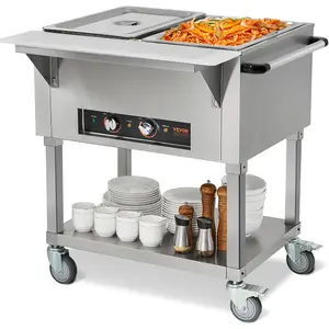 VEVOR Commercial Food Warmer, 2000W Electric Steam Table with 4x 20.6QT Pans, Versatile Food-Grade Stainless Steel Server with Countertop Shelf, Movable Buffet Catering Warmer for Party RestaurantVEVOR Super Brand Day